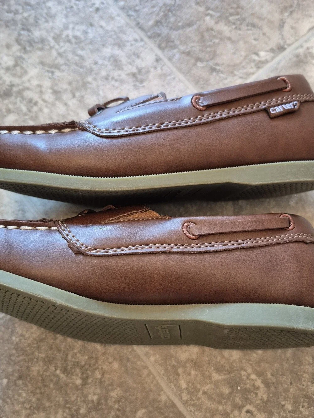 Carter's Boys Kids Brown Leather Boat Shoes Size 1M Eur 32